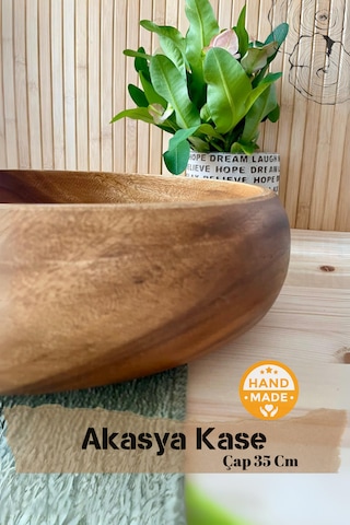 Asaf Atelier El Yapımı Akasya Ağacı Ahşap Kase 35 Cm X 9 Cm