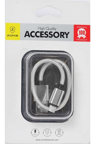 Gri 30 Cm Halat Micro Usb Kablo