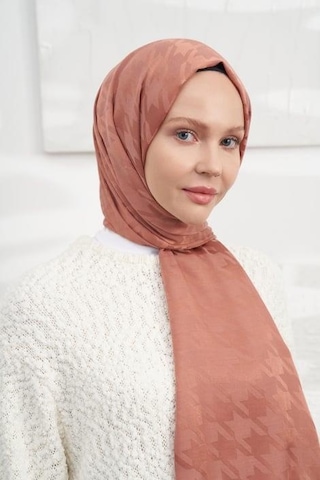 Armanda Jakarlı Şal - Kazayağı Desenli - Soğan Kabuğu Soğan Kabuğu