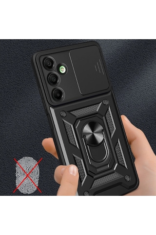 Samsung Uyumlu Galaxy A16 5g Kılıf Pars Lens Yüzüklü Silikon Siyah