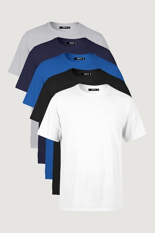 Erkek Çok Renkli %100 Pamuk T- Shirt Regular Fit Rahat Kesim Bisiklet Yaka 5'li Basic Tişört Paketi Lacivert