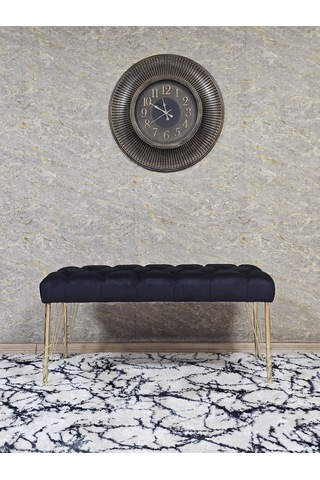 Zafir Gold Tel Ayaklı 90 Cm Puf Bench - Puf - Bench - Kasalı Oturak - Oturak - Yatak Ucu Puf Siyah