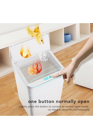 Qfdr Akıllı Çöp Kovası, Otomatik Açılır, İndüksiyona Duyarlı Beyaz