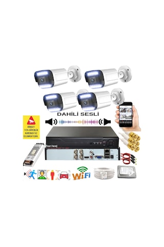 4 Lü Sesli Araç İnsan Yüz Tanımalı Hareket Algılayan 5 Mp Lens 9 Warm Led Gece Renkli Kamera Seti 5909ws 4 Lü Sesli Araç İnsan Yüz Tanımalı Hareket Algılayan 5 Mp Lens 9 Warm Led Gece Renkli Kamera Seti 5909ws