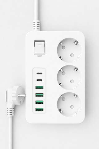 Akım Korumalı 3 Lü Priz 2 Usb-c + 4 Usb-a Hızlı Şarj, 2m Kablo, Çocuk Korumalı Çoklu Priz 0 - 2 M
