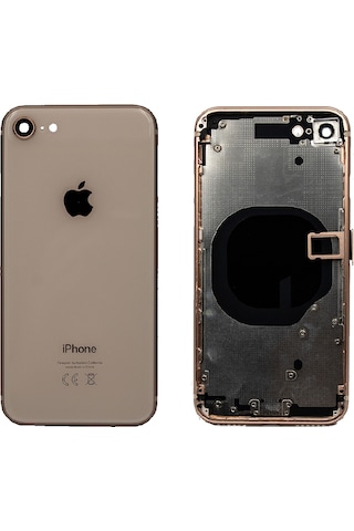Apple Uyumlu iPhone 8 Boş Kasa Gold (Altın Renk) Tam
