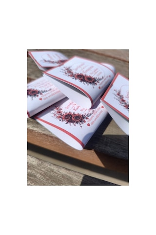 48 Adet Kına Gecesi Hatırası - Özel Tasarım Kaliteli Kartlara Baskılı Hijyenik Stick Kına 5 Gr - Gül Desenli İsimli Kına Paketi