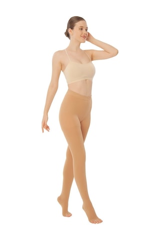 Külotlu Varis Çorabı Burnu Açık Bej Renk Orta Basınç Ccl2 Çift Bacak