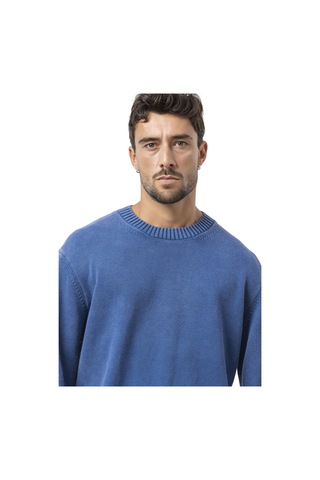 Cp289 Erkek Yuvarlak Yakalı Pamuklu Örme Kazak Indigo