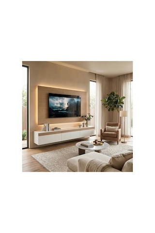 Pure Line Tv Duvar Ünitesi Kumandalı Ledli Beyaz