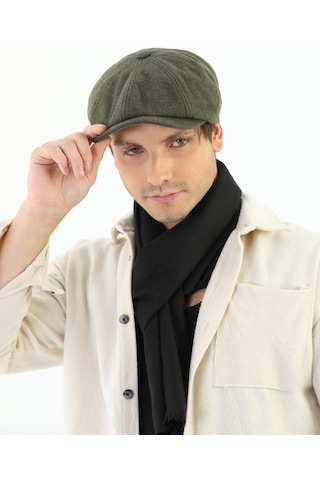Elif İç Giyim Erkek Haki Kasket Peaky Blinders Kaşe Kumaş Şapka Kasket Haki