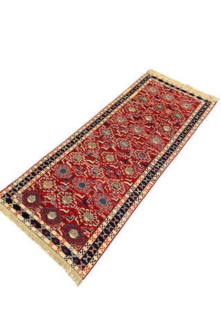 El Dokuma Sıfır İran Kilimi 77x190 Kırmızı Şahseven Yolluk