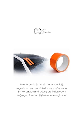 Sabitlemebandı İz Bırakmaz Turuncu Geçici Aksesuar Sabitleme Bandı 45mm X 25m Oto Cam Montaj Spoile Standart