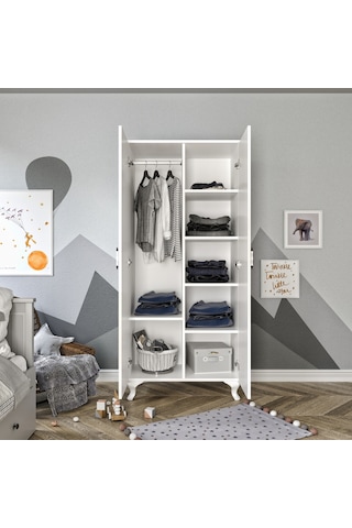 Stil 2 Kapaklı Modern Desenli Gardırop, Elbise Dolabı - Tamamı 1.