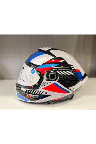 Kask Mt Thunder 4 Sv Luminence A7 Parlak Beyaz/mavi/kırmızı Çok Renkli