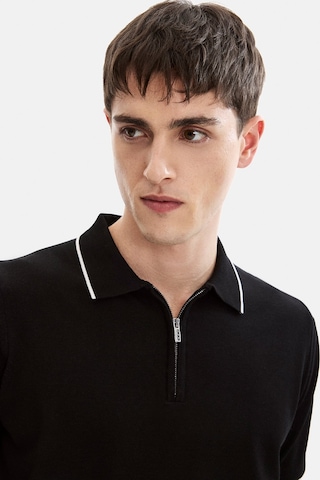 Back And Bond Siyah Fermuarlı Polo Yaka Regular Fit Örme Triko