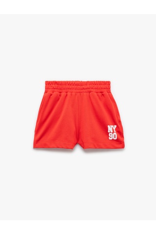Koton Beli Lastikli Baskılı Cepli Rahat Kalıp Mini Spor Şort Kırmızı 5sak40056nk Kırmızı