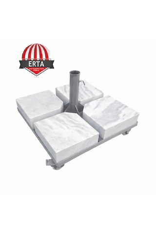 60 Cm X 60 Cm Mermerli Şemsiye Ayağı Altlığı Tekerlekli Stoplu Tüm Şemsiyelere Uyumludur Açık Gri