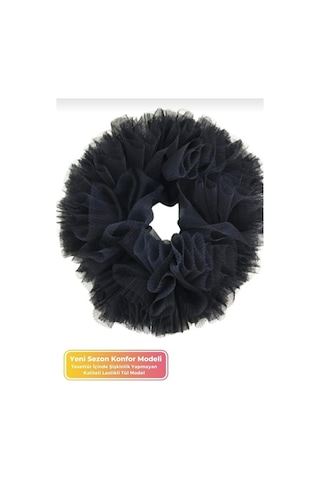 Ultra Konfor Modeli Kaymaz Terleme Yapmaz Tesettür Şal Eşarp Içi Tüllü Lastikli Topuz Tokası Kırmızı - Siyah Siyah