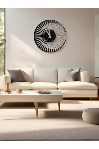 3d Efektli Şık Modern Zarif Metal Duvar Saati Siyah