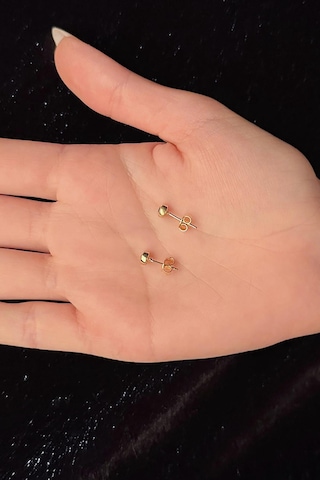 14 Ayar Altın Mini Göz Objeli Küpe 001