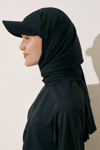 Manuka Cap Şapkalı Mayo Şal Siyah Siyah