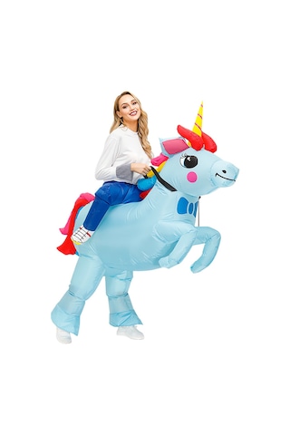 Lıcorıce Parti Festivali Kostümü Şişirilebilir Pompalı Yetişkin Fantezi Mavi Unicorn Kostümü