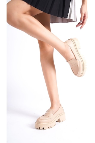 Mubiano Mb2010-n Kalın Taban Nude Kadın Kolej Loafer Nude