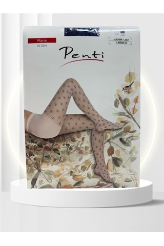 Penti Beyaz Mavi Marin Desenli 20 Den Külotlu Pamuk Ağlı Çorap-be Lacivert