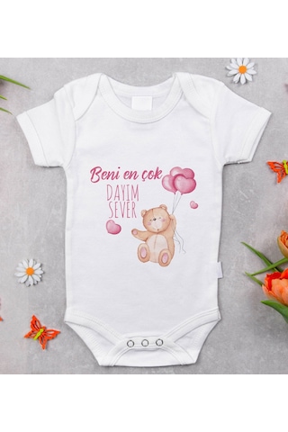 Bk Kids Beni En Çok Dayım Sever Tasarımlı Bebek Body Zıbın - Model 1 0-3 Ay sarı