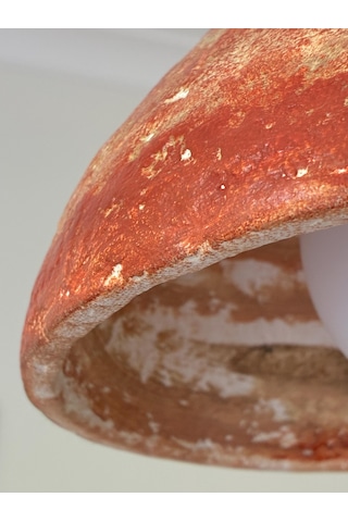 El Yapımı Terracotta Wabi Sabi Kil Sarkıt Avize, Çap 25 Cm, G9 Led Ampullü, Salon, Yemek Odası, Mutfak Adası