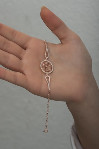 Nereze 925 Ayar Gümüş Kelepçe Model Yaşam Çiçeği Bileklik