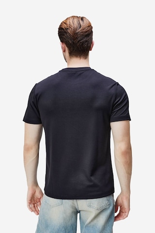 Canary Siyah Bisiklet Yaka Gofre Baskılı Modal Kumaş Standard Fit Erkek Tshirt Siyah