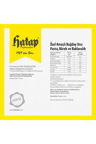 Hatap Pasta Börek ve Baklavalık Un 1 KG