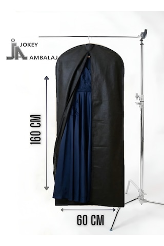 Jokey Ambalaj Fermuarlı Dolapiçi Gamboç Kıyafet,takım Elbise,abiye Ve Gelinlik Kılıfı 60x160cm Renk Seçenekli Siyah