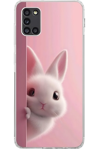 Samsung Galaxy A31 Uyumlu Şeffaf Kılıf 5 Peluş Tavşan Tasarımlı