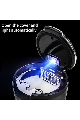 Porselen / Seramik Yanmaz Koku Geçirmez Işıklı Lüx Oto Küllük Dumansız Kapaklı Spor Araç İçi