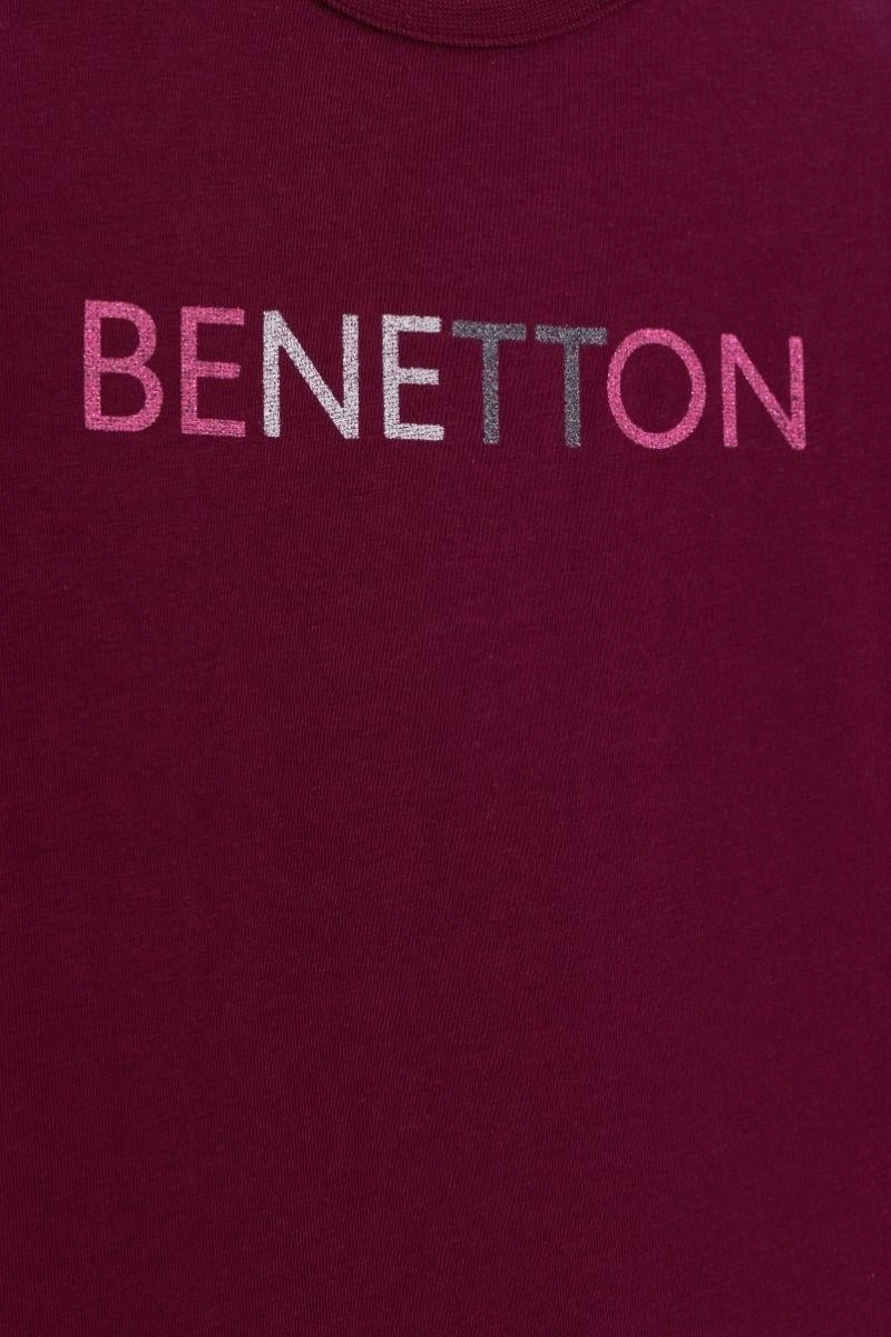 United Colors Of Benetton Kız Çocuk Bnt-g23332 Uzun Kollu Tshirt Bordo-1875 Bordo