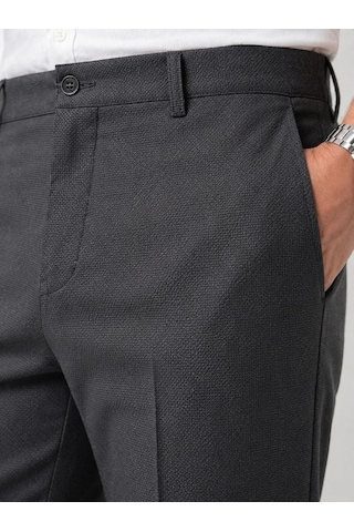 Classics Men Caserta Regular Fit Erkek Armürlü Keten Pantolon - 7635 Füme