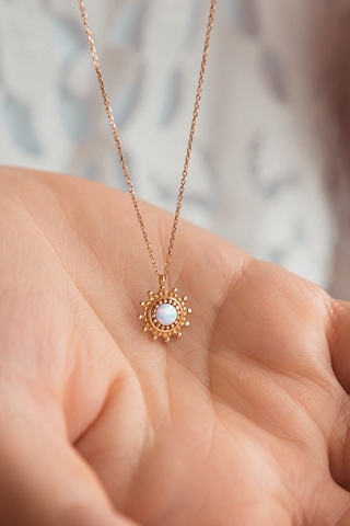 14 Ayar Opal Taşlı Minimal Kolye