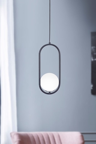 Luzarana Zenga Tekli Siyah-Krom Metal Gövde Beyaz Camlı Tasarım Lüx Sa... Çok Renkli