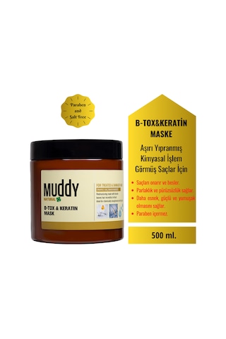 Muddy B-Tox & Keratin Onarıcı Saç Bakım Maskesi 500 ML