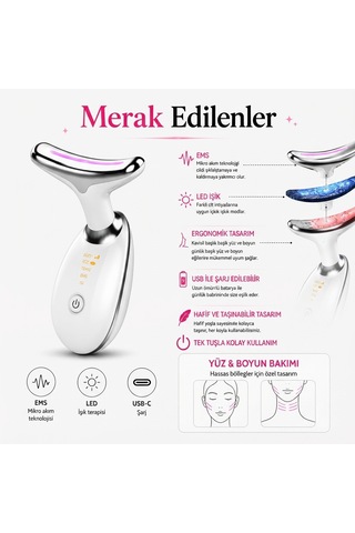 Yüz Bakım Cihazı Ems Led Teknolojili Şarjlı Yüz Ve Boyun Bakımı