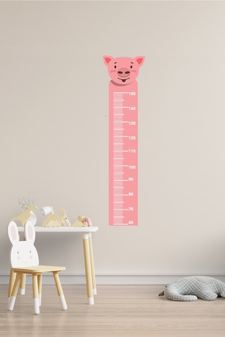 Sevimli Domuz Temalı Boy Ölçer Duvar Sticker
