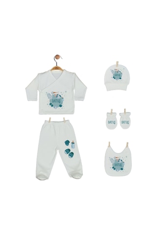 Pia Baby Gl 2004 İsme Özel Leylekli Yastık Zıbın Set Krem