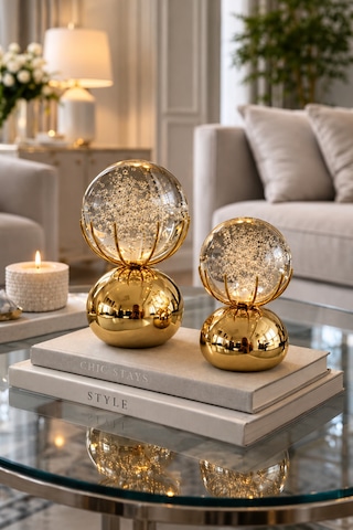 Sahra Gold 2 Li Kristal Ahtapot Cam Küreli Obje Biblo Süs Eşyası Altın Sahra Gold 2 Li Kristal Ahtapot Cam Küreli Obje Biblo Süs Eşyası Altın