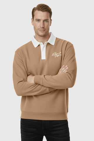 Rizzup Erkek Camel Relax Fit İçi Polarlı Polo Yaka Sweatshirt Pamuklu Kalın Sweatshirt 2600762