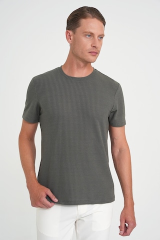 Efor Comfort Fit Bisiklet Yaka Fitilli Kısa Kol Haki Tişört Ts 912 Haki