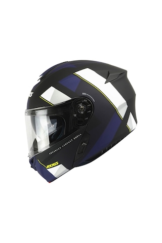 Axxıs Storm Dıamond A7 Matt Blue Çene Açılır Kask Beyaz - Gri - Mavi