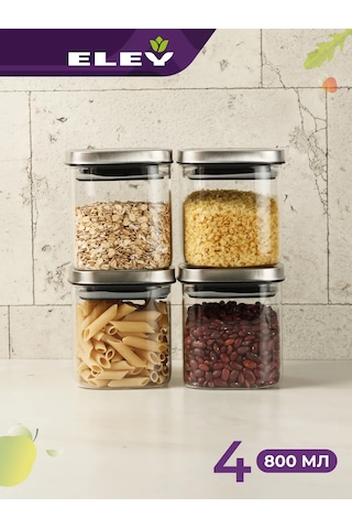 Eley Tahıl Ürünleri İçin 4 Adet 800ml Cam Kavanoz Seti 446218392